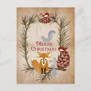 Cartes Pour Fêtes Annuelles Mignonne renard et boisés Animaux Joyeux Noël