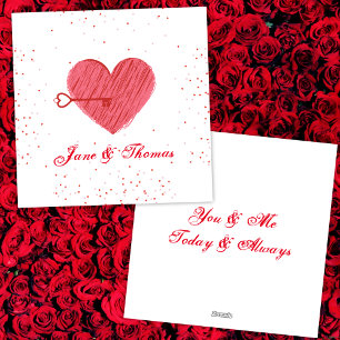Cartes Pour Fêtes Annuelles Mignonne Romance Blanc Rouge Coeur Aimer Valentine