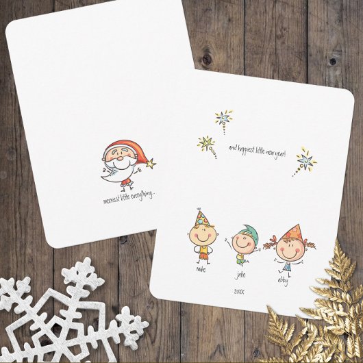 Cartes Pour Fêtes Annuelles Mignonne Simple Joyeux Tout Joyeux Nouvel An
