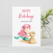 Cartes Pour Fêtes Annuelles Mignonne Sirène Joyeuses Fêtes (Debout devant)