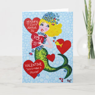 Cartes Pour Fêtes Annuelles Mignonne sirène Valentine, Vintage