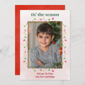 Cartes Pour Fêtes Annuelles Mignonne Une Photo Chaîne Lights Noël (Devant / Derrière)