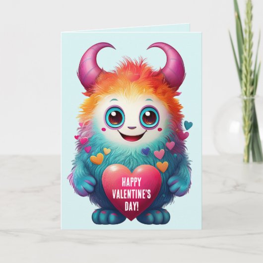 Cartes Pour Fêtes Annuelles Mignonne Valentine Monster, Heureuse Sainte-Valent (Devant)