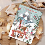 Cartes Pour Fêtes Annuelles Mignons blancs montagnes d'hiver animaux des forêt<br><div class="desc">Une carte de Noël mignonne avec des animaux des bois dans un paysage hivernal avec montagnes et neige</div>