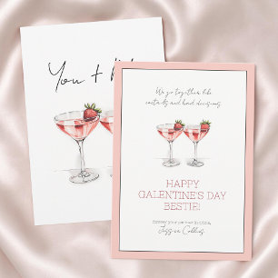 Cartes Pour Fêtes Annuelles Mignons Cocktails de la Galentine rose pour ma mei