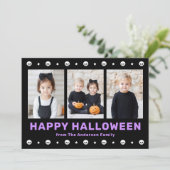 Cartes Pour Fêtes Annuelles Mignons crânes et étoiles noir violet photo Hallow (Debout devant)