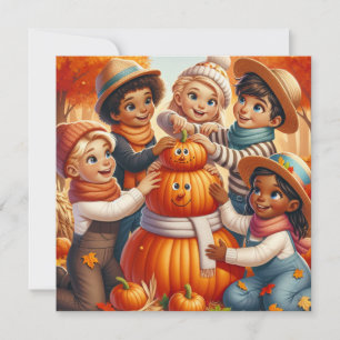 Cartes Pour Fêtes Annuelles Mignons enfants d'Halloween font un bonhomme de ne