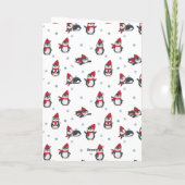 Cartes Pour Fêtes Annuelles Mignons Manchots Oiseaux d'Hiver Noël Arctique (Dos)