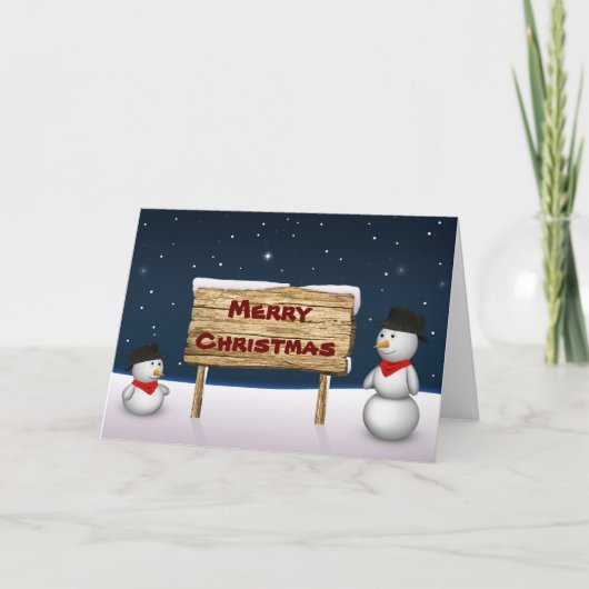 Cartes Pour Fêtes Annuelles Mignons Snowmen souhaitant Joyeux Noël (Devant)