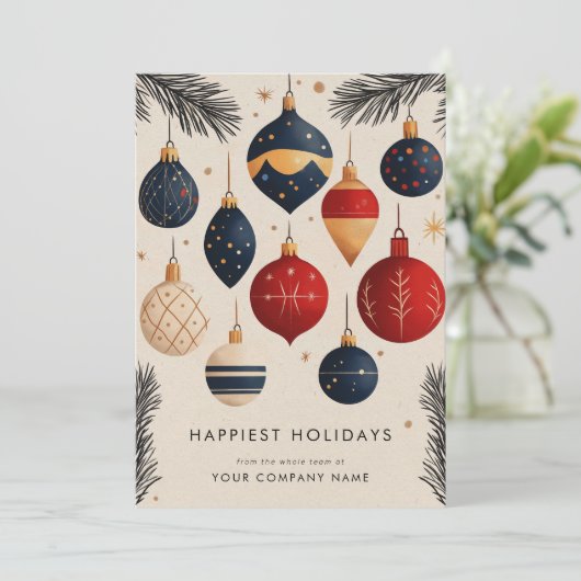 Cartes Pour Fêtes Annuelles Milieu du siècle moderne ornements de Noël (Debout devant)