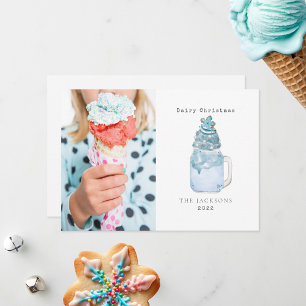 Cartes Pour Fêtes Annuelles Milkshake de Noël laitier flocon de neige bleu