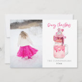 Cartes Pour Fêtes Annuelles Milkshake rose de fête de Noël (Devant)