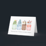 Cartes Pour Fêtes Annuelles Milkshakes Festive Sweet Holiday Christmas Card<br><div class="desc">L'aquarelle a inspiré des illustrations de quatre milk-shakes extrêmes. Arbre de Noël vert surmonté d'étoile et d'arroses,  thème bleu flocon de neige,  chocolat surmonté de biscuit de Noël et bonhomme de neige,  thème sucre de canne menthe poivrée.</div>