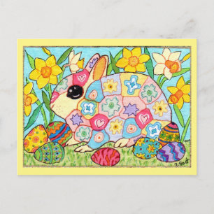 Cartes Pour Fêtes Annuelles Millefiori Bunny with Festive Eggs Folk Art Easter
