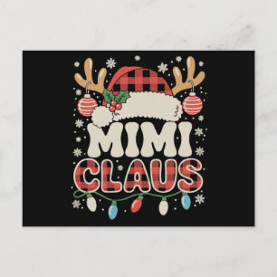 Cartes Pour Fêtes Annuelles Mimi Claus Lumières de Noël à carreaux Buffalo rou