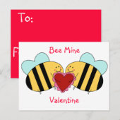 Cartes Pour Fêtes Annuelles Mine Valentine d'abeille (Devant / Derrière)