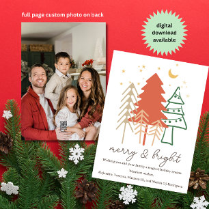 Cartes Pour Fêtes Annuelles Mini-Boho Main dessinée Arbres de Noël Photo