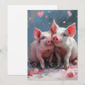 Cartes Pour Fêtes Annuelles Mini cochons la Saint-Valentin (Devant / Derrière)