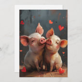 Cartes Pour Fêtes Annuelles Mini cochons Saint Valentin (Devant / Derrière)