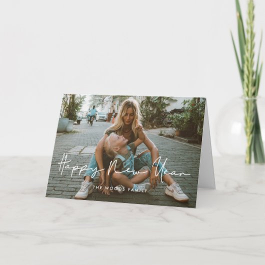 Cartes Pour Fêtes Annuelles Mini écrit à la main Happy New Year photo (Devant)