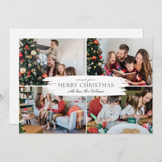 Cartes Pour Fêtes Annuelles Mini Élégant Noël Simple 4 Photo (Devant / Derrière)