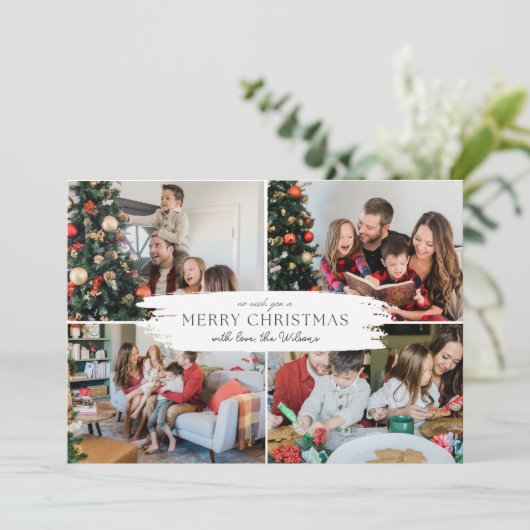 Cartes Pour Fêtes Annuelles Mini Élégant Noël Simple 4 Photo (Debout devant)