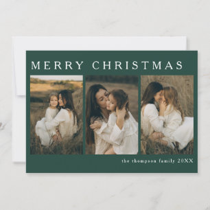 Cartes Pour Fêtes Annuelles Mini Élégant Noël Simple 4 Photo Vert