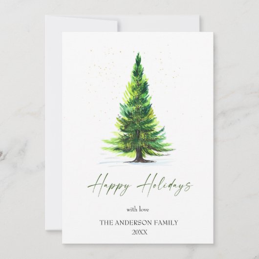 Cartes Pour Fêtes Annuelles Mini Élégant Pine Tree Noël Salutation Ho (Devant)