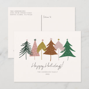 Cartes Pour Fêtes Annuelles Mini Festif Arbres de Noël Festive Fête Postca