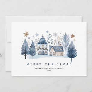 Cartes Pour Fêtes Annuelles Mini hiver Pays Ville Noël Entreprise