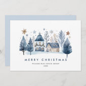 Cartes Pour Fêtes Annuelles Mini hiver Pays Ville Noël Entreprise (Devant / Derrière)