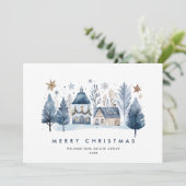 Cartes Pour Fêtes Annuelles Mini hiver Pays Ville Noël Entreprise (Debout devant)