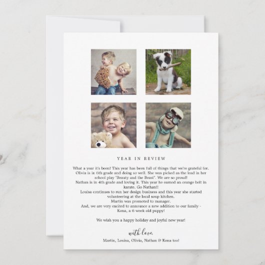 Cartes Pour Fêtes Annuelles Mini Joyeux Noël année en révision Portrait (Dos)