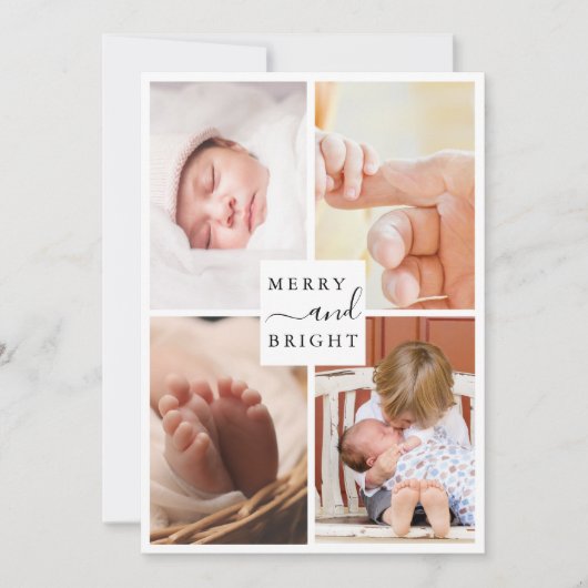 Cartes Pour Fêtes Annuelles Mini moderne 4 photo Joyeux et Noël brillant (Devant)