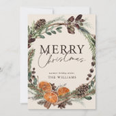 Cartes Pour Fêtes Annuelles Mini moderne Citrus Wreath Script Noël (Devant)