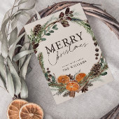 Cartes Pour Fêtes Annuelles Mini moderne Citrus Wreath Script Noël