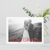 Cartes Pour Fêtes Annuelles Mini moderne rouge Script photo Mariage de Noël (Debout devant)