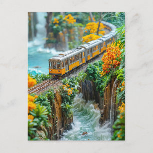 Cartes Pour Fêtes Annuelles Mini monorail traversant un canyon fantastique