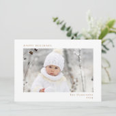 Cartes Pour Fêtes Annuelles Mini Noël Blanc Or Joyeux Vacances Photo (Debout devant)