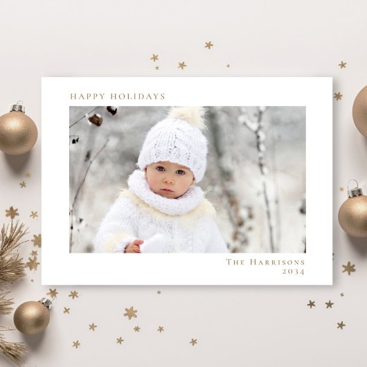 Cartes Pour Fêtes Annuelles Mini Noël Blanc Or Joyeux Vacances Photo
