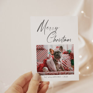 Cartes Pour Fêtes Annuelles Mini photo Joyeux script de Noël chien animal de c