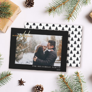 Cartes Pour Fêtes Annuelles Mini photo or Joyeux Noël Noir