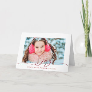 Cartes Pour Fêtes Annuelles Mini-rouge élégante Joie Script Photo