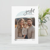 Cartes Pour Fêtes Annuelles Mini voeux Joyeux Script Photo (Debout devant)