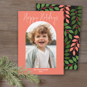 Cartes Pour Fêtes Annuelles Miniature moderne photo - corail botanique noir