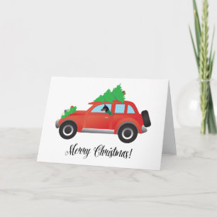 Cartes Pour Fêtes Annuelles Miniature Pinscher voiture de Noël