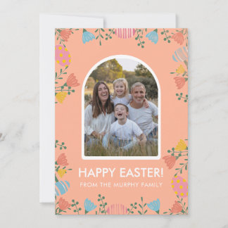 Cartes Pour Fêtes Annuelles Minimal Blush Arch Floral Easter Family Photo