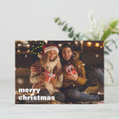 Cartes Pour Fêtes Annuelles Minimal Bold Photo Overlay Custom Letter Christmas (Debout devant)