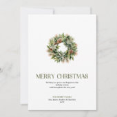 Cartes Pour Fêtes Annuelles Minimal Chic Christmas Wreath Sage Gold Script (Devant)