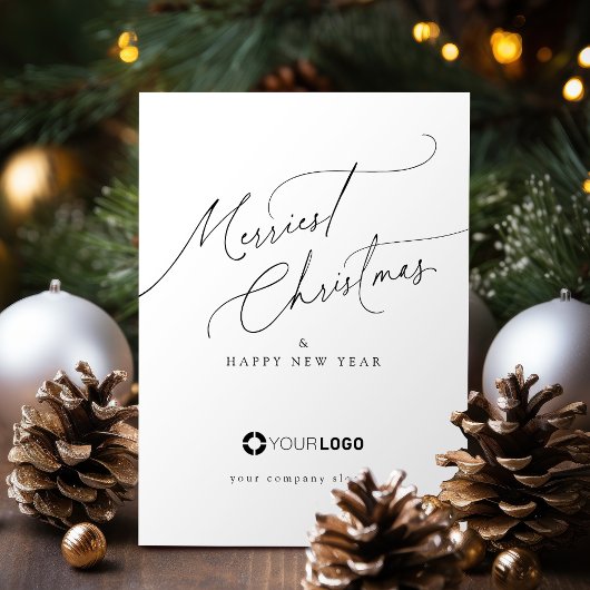 Cartes Pour Fêtes Annuelles Minimal Elegant Script Merriest Christmas Company
